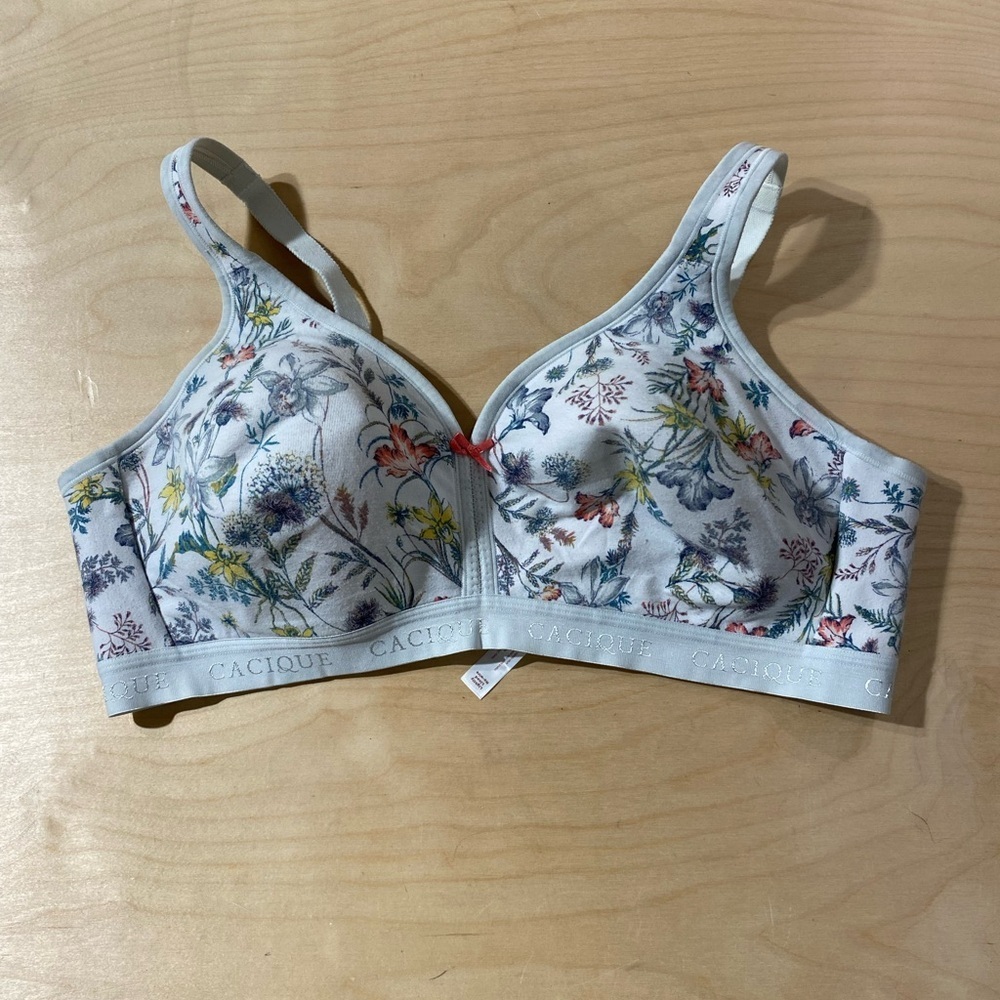 Cacique Multicolor Floral Lightly Lined No Wire Bra 44C (NQ)